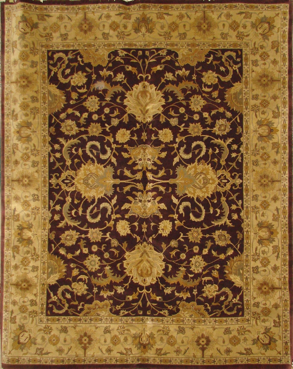 Clearance & Discount Rugs KASHAN-742 0155 Red - Burgundy & Ivory - Beige Hand Knotted Rug