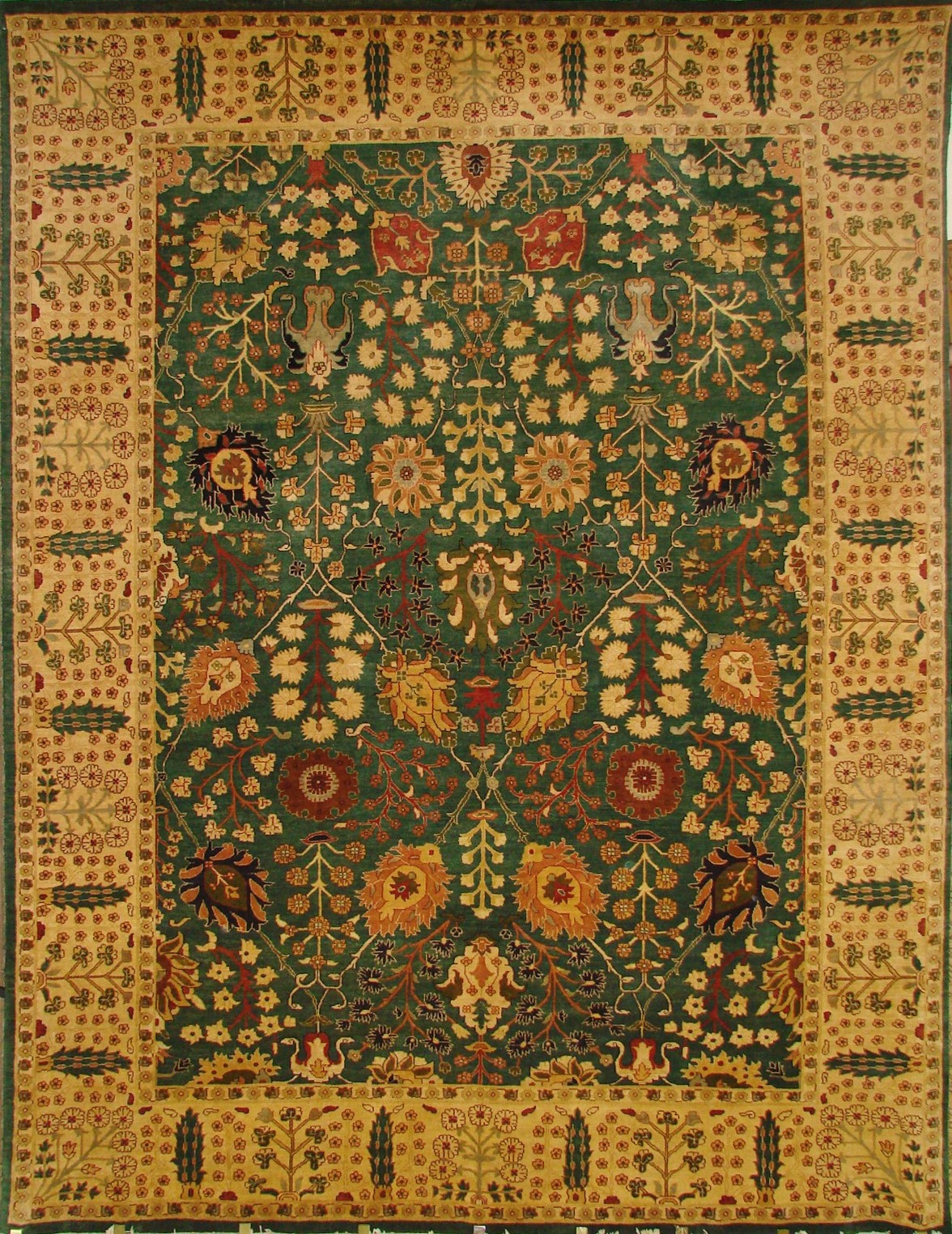 Clearance & Discount Rugs VASE-8 0335 Green & Lt. Gold - Gold Hand Knotted Rug