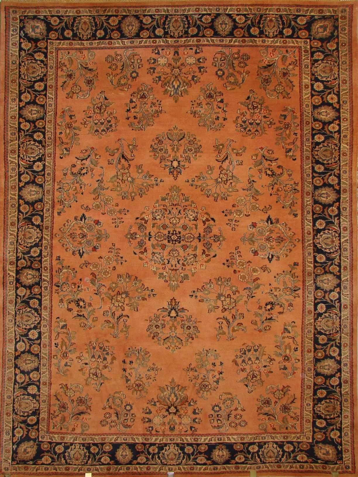 Clearance & Discount Rugs SAROOK 0712 Rust - Orange & Medium Blue - Navy Hand Knotted Rug