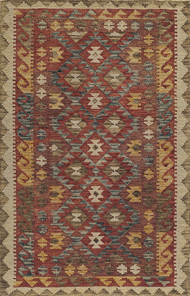 Persian & Antique Reproduction Rugs TANGIER TAN-07 Red - Burgundy & Ivory - Beige Hand Hooked Rug