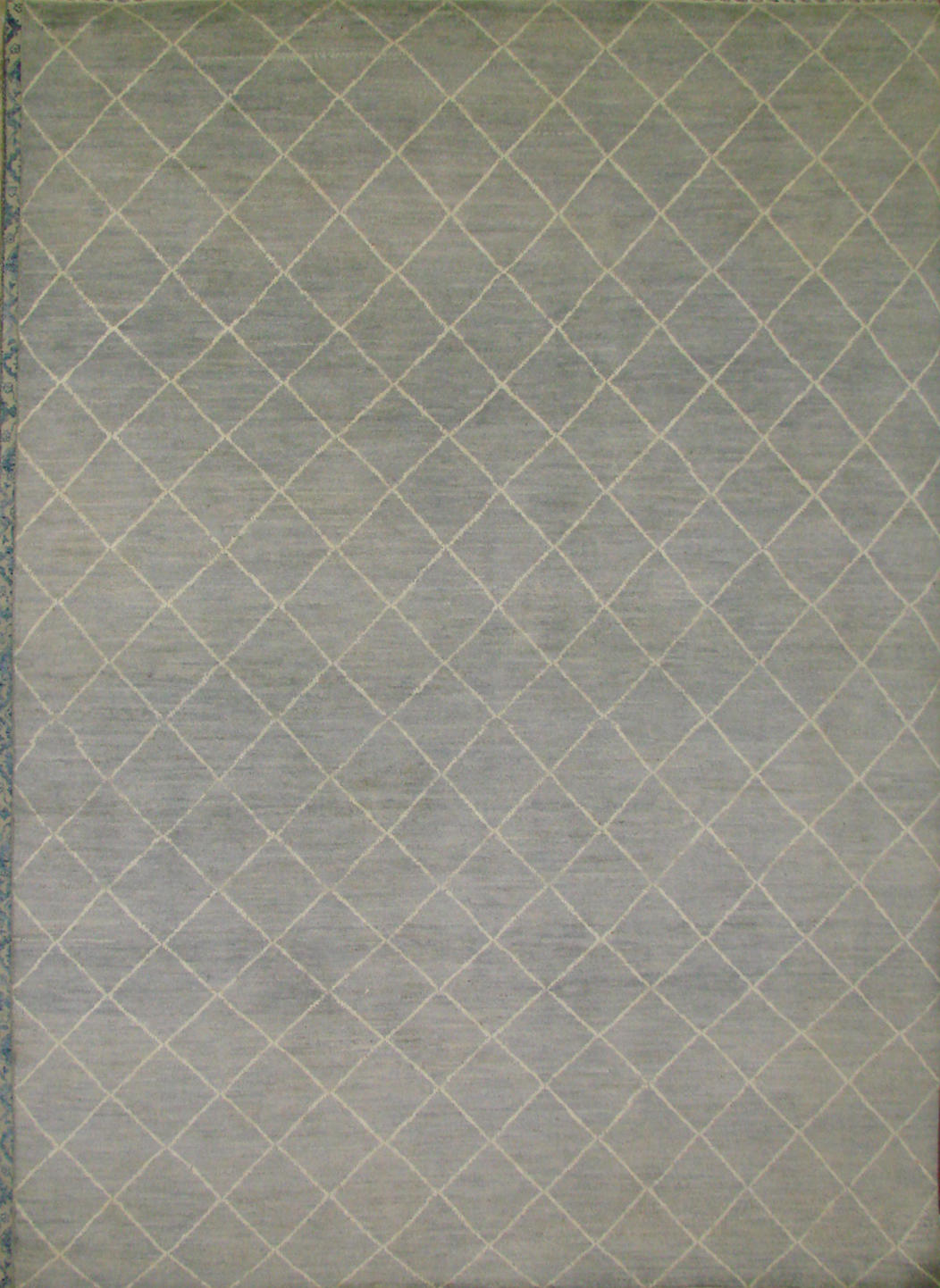 Contemporary Rugs & Transitional Rugs Moroccan 021497 Lt. Grey - Grey & Lt. Blue - Blue Hand Knotted Rug