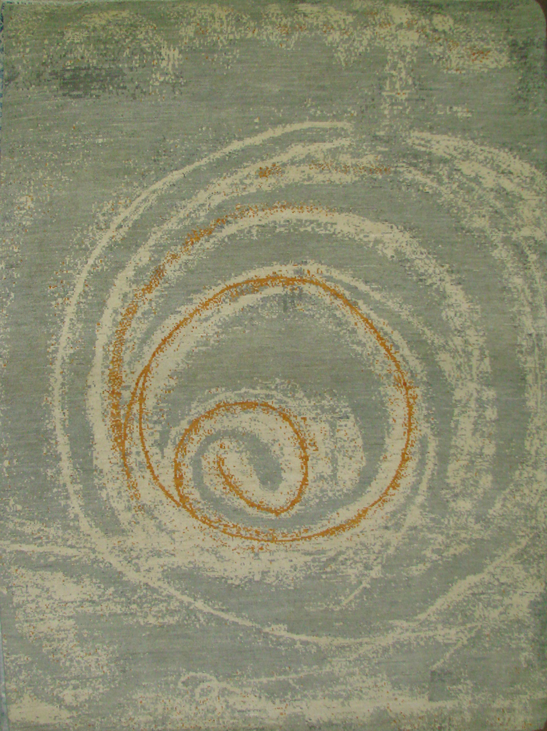 Contemporary Rugs & Transitional Rugs Abbys 021494 Lt. Grey - Grey Hand Knotted Rug