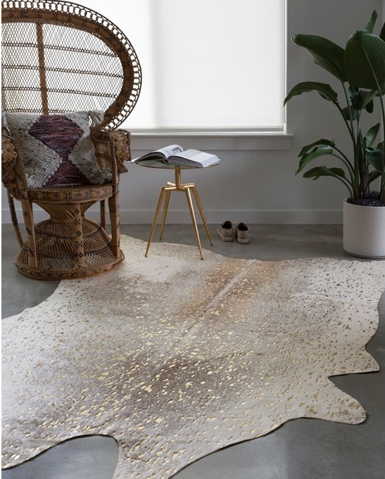 Animal Print Rugs & Cow Hides BRYCE BZ-07 Lt. Grey - Grey & Lt. Gold - Gold Machine Made Rug