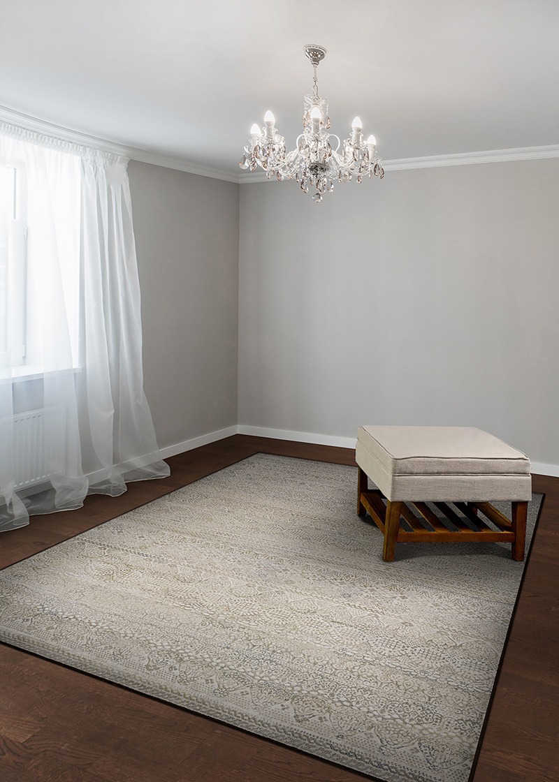 Contemporary Rugs & Transitional Rugs EASTON-CAPELLA 6822/6575 Ivory - Beige & Lt. Grey - Grey Machine Made Rug
