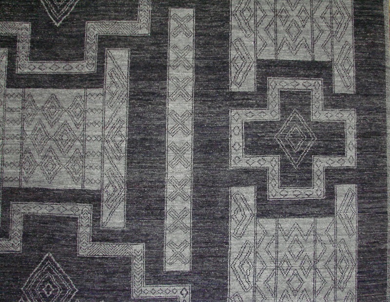 Persian & Tribal Rugs TUARGE 2 021694 Black - Charcoal & Lt. Grey - Grey Hand Knotted Rug
