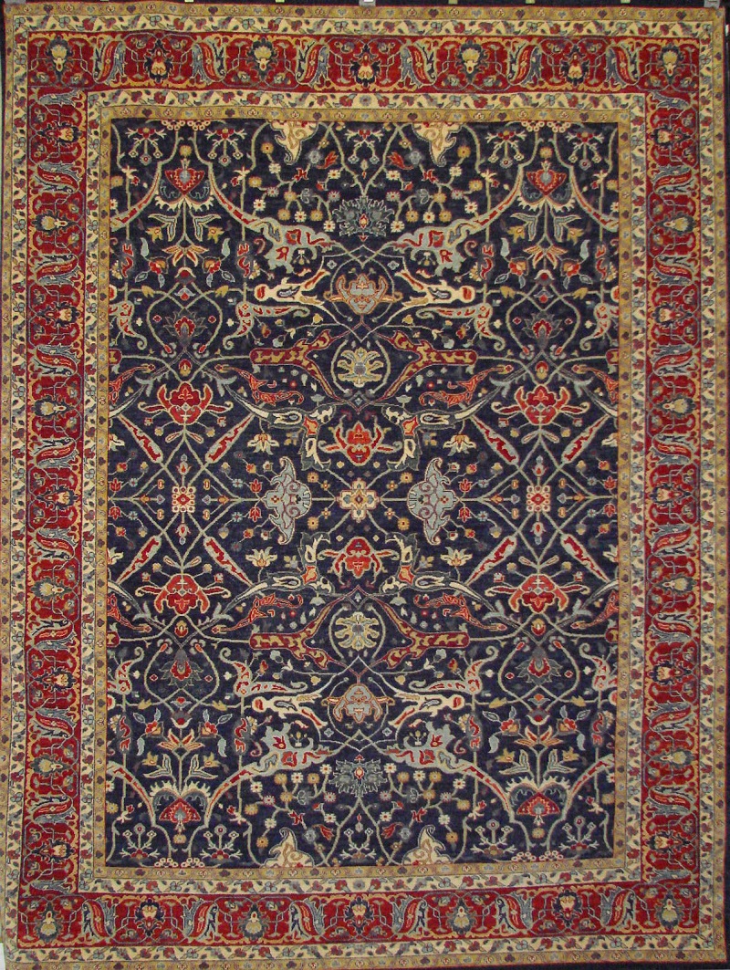 Persian & Antique Reproduction Rugs ARYANA 021686 Medium Blue - Navy & Red - Burgundy Hand Knotted Rug
