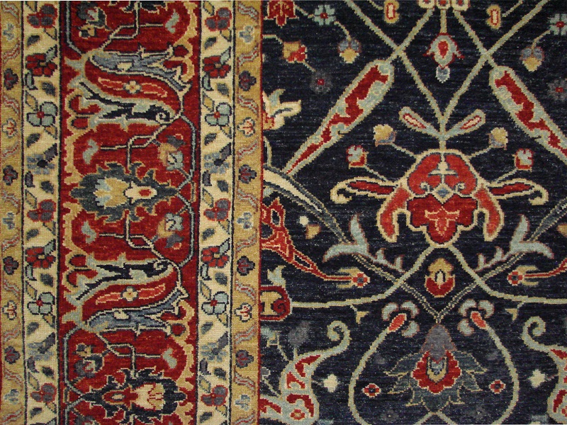 Persian & Antique Reproduction Rugs ARYANA 021686 Medium Blue - Navy & Red - Burgundy Hand Knotted Rug