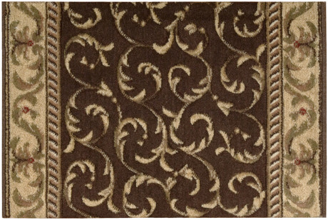 Custom Rugs, Runners & Rounds Somerset Scrollwork Brown Ivory - Beige & Lt. Brown - Chocolate Machine Made Rug