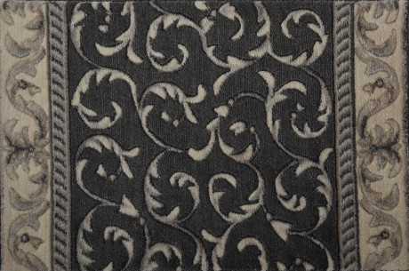 Custom Rugs, Runners & Rounds Somerset Scrollwork Charcoal Ivory - Beige & Black - Charcoal Machine Made Rug