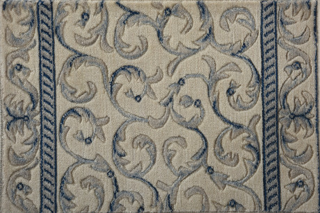 Custom & Wall to Wall Somerset Scrollwork Ivory/Blue Ivory - Beige & Lt. Blue - Blue Machine Made Rug