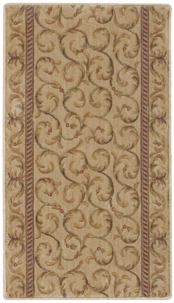 Custom & Wall to Wall Somerset Scrollwork Ivory Lt. Brown - Chocolate & Ivory - Beige Machine Made Rug