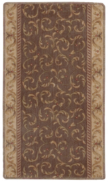 Custom & Wall to Wall Somerset Scrollwork Khaki Lt. Brown - Chocolate & Camel - Taupe Machine Made Rug