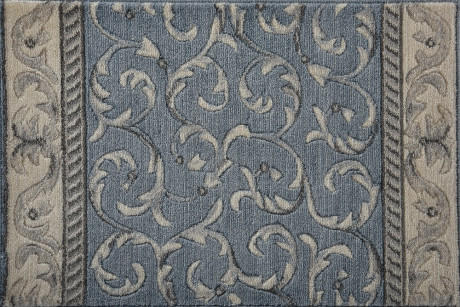 Custom Rugs, Runners & Rounds Somerset Scrollwork Light Blue Lt. Blue - Blue & Medium Blue - Navy Machine Made Rug