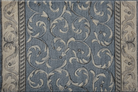 Custom & Wall to Wall Somerset Scrollwork Light Blue Lt. Blue - Blue & Medium Blue - Navy Machine Made Rug