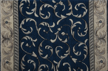 Custom & Wall to Wall Somerset Scrollwork Marna Lt. Grey - Grey & Medium Blue - Navy Machine Made Rug