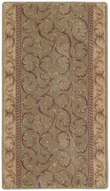 Custom & Wall to Wall Somerset Scrollwork Meadow Lt. Brown - Chocolate & Ivory - Beige Machine Made Rug