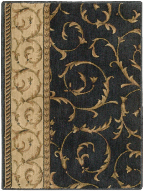 Custom Rugs, Runners & Rounds Somerset Scrollwork Navy Medium Blue - Navy Machine Made Rug
