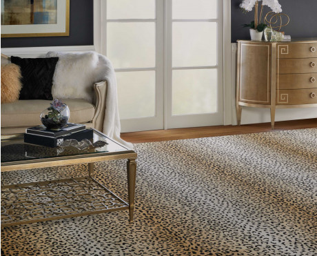 Custom Rugs, Runners & Rounds Wildlife WILDLIFE JUNGLE CAT WLD02 NATURAL-B Rust - Orange & Black - Charcoal Machine Made Rug