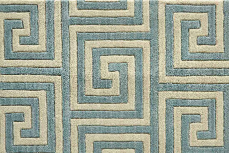 Custom Rugs, Runners & Rounds Mediterranean MEDITERRANEAN LABYRINTH LABYR AEGEAN-B Lt. Blue - Blue & Ivory - Beige Machine Made Rug