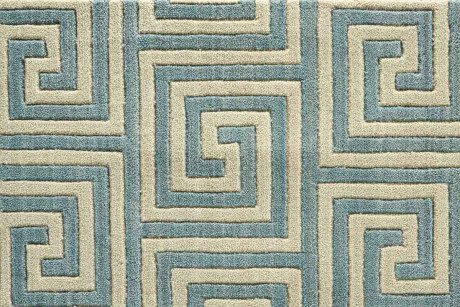 Custom & Wall to Wall Mediterranean MEDITERRANEAN LABYRINTH LABYR AEGEAN-B Lt. Blue - Blue & Ivory - Beige Machine Made Rug