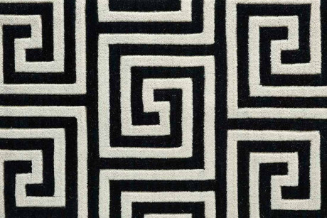 Custom Rugs, Runners & Rounds Mediterranean MEDITERRANEAN LABYRINTH LABYR NYX-B Black - Charcoal & Ivory - Beige Machine Made Rug