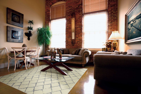 Custom Rugs, Runners & Rounds Twilight TWILIGHT TRELLIS TWTRL HEATHER-B Lt. Grey - Grey & Camel - Taupe Machine Made Rug