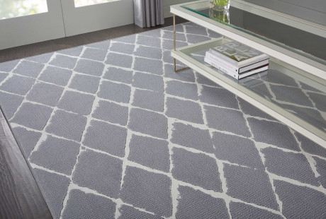 Custom Rugs, Runners & Rounds Twilight TWILIGHT TRELLIS TWTRL SLATE-B Ivory - Beige & Lt. Grey - Grey Machine Made Rug