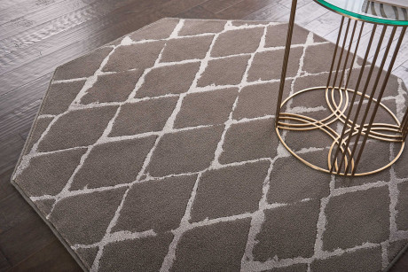 Custom Rugs, Runners & Rounds Twilight TWILIGHT TRELLIS TWTRL TRUFFLE-B Lt. Grey - Grey & Lt. Brown - Chocolate Machine Made Rug