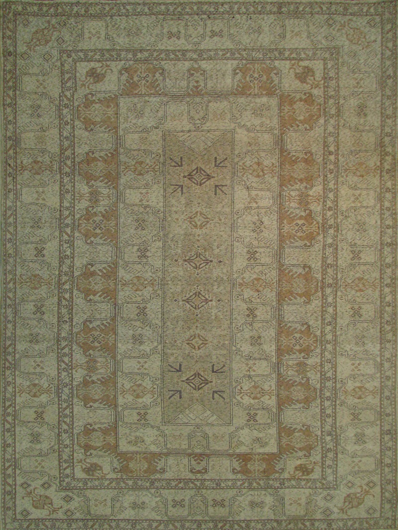 Oushak Rugs Anatolia 21649 Ivory - Beige Hand Knotted Rug