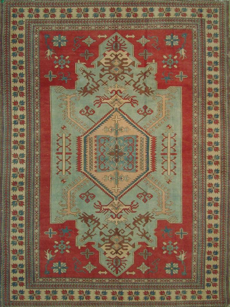 Persian & Antique Reproduction Rugs Anatolia 21665 Lt. Blue - Blue & Ivory - Beige Hand Knotted Rug