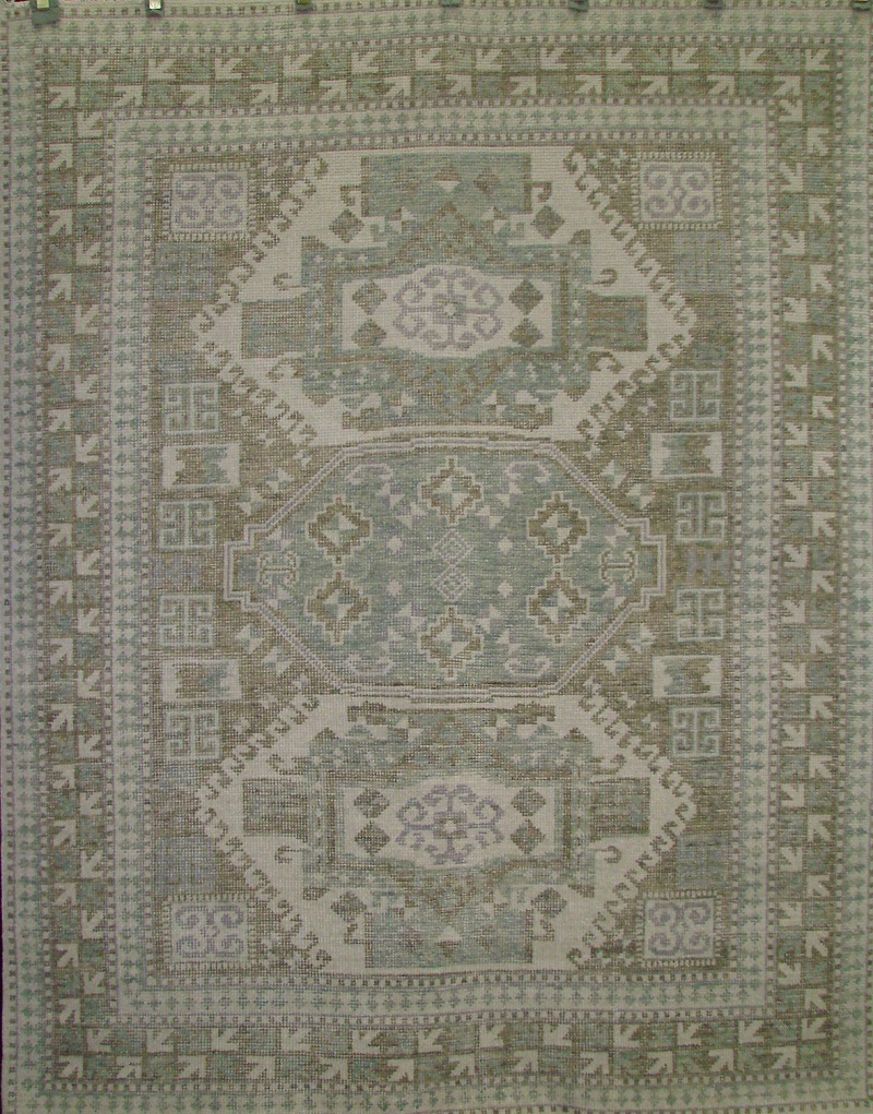Antique Style Rugs Turk-3 21915 Lt.Green & Camel - Taupe Hand Knotted Rug