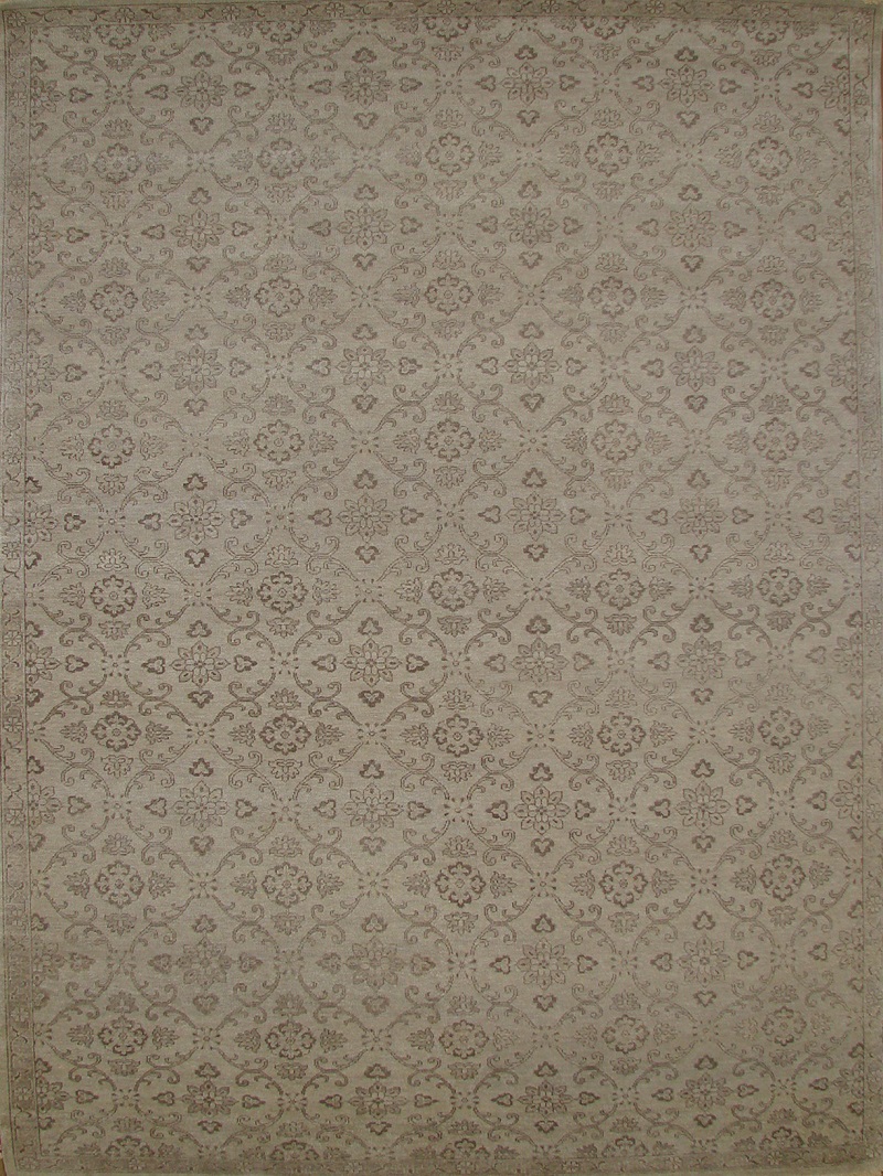 Contemporary Rugs & Transitional Rugs Turk - 1 19106 Lt. Grey - Grey Hand Knotted Rug