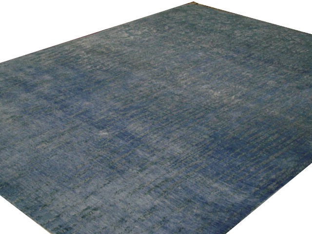 Contemporary & Transitional Rugs Noor Silk 20855 Medium Blue - Navy & Lt. Blue - Blue Hand Knotted Rug