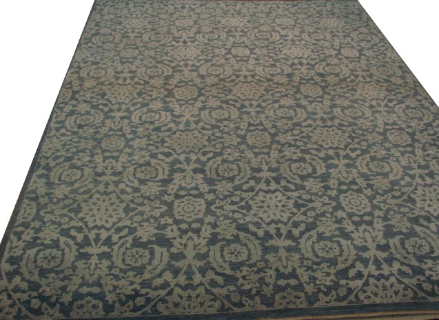 Transitional & Casual Rugs Noor Silk 21825 Black - Charcoal & Medium Blue - Navy Hand Knotted Rug
