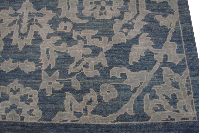 Transitional & Casual Rugs Noor Silk 21825 Black - Charcoal & Medium Blue - Navy Hand Knotted Rug