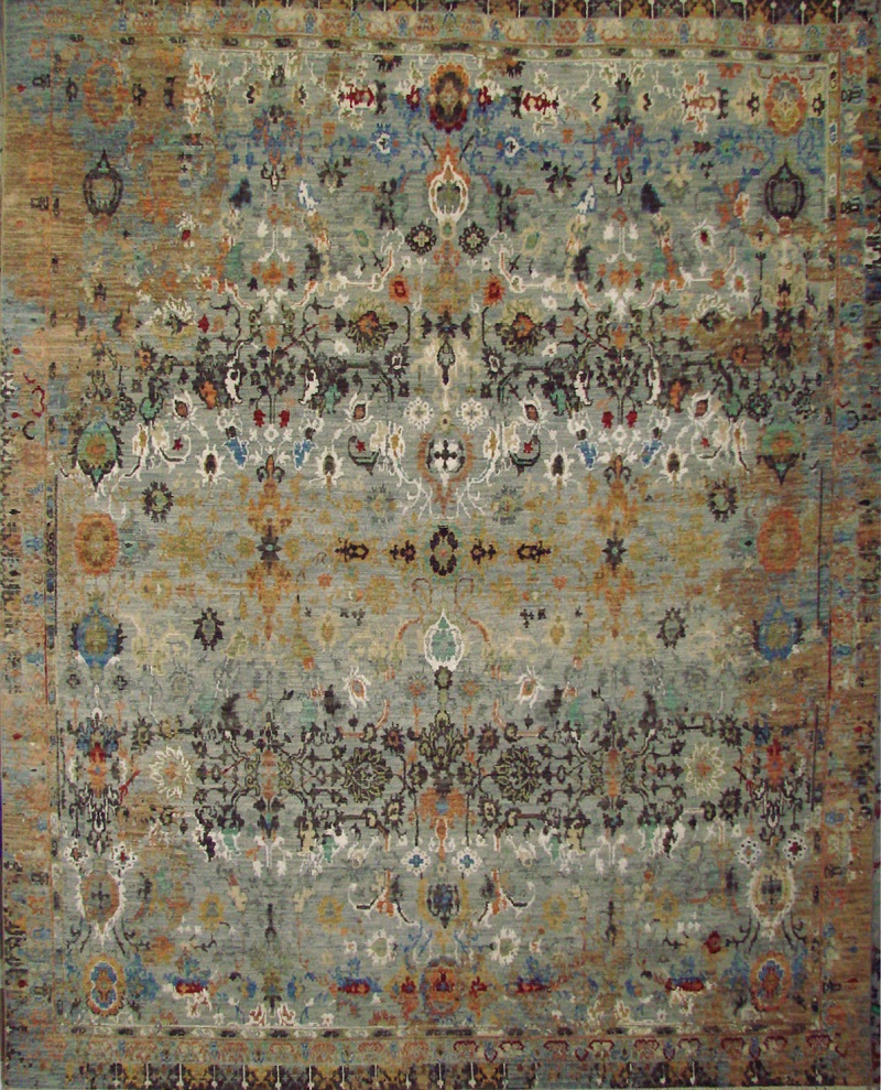 Contemporary & Modern Rugs Jankat 21936 Lt. Blue - Blue & Multi Hand Knotted Rug