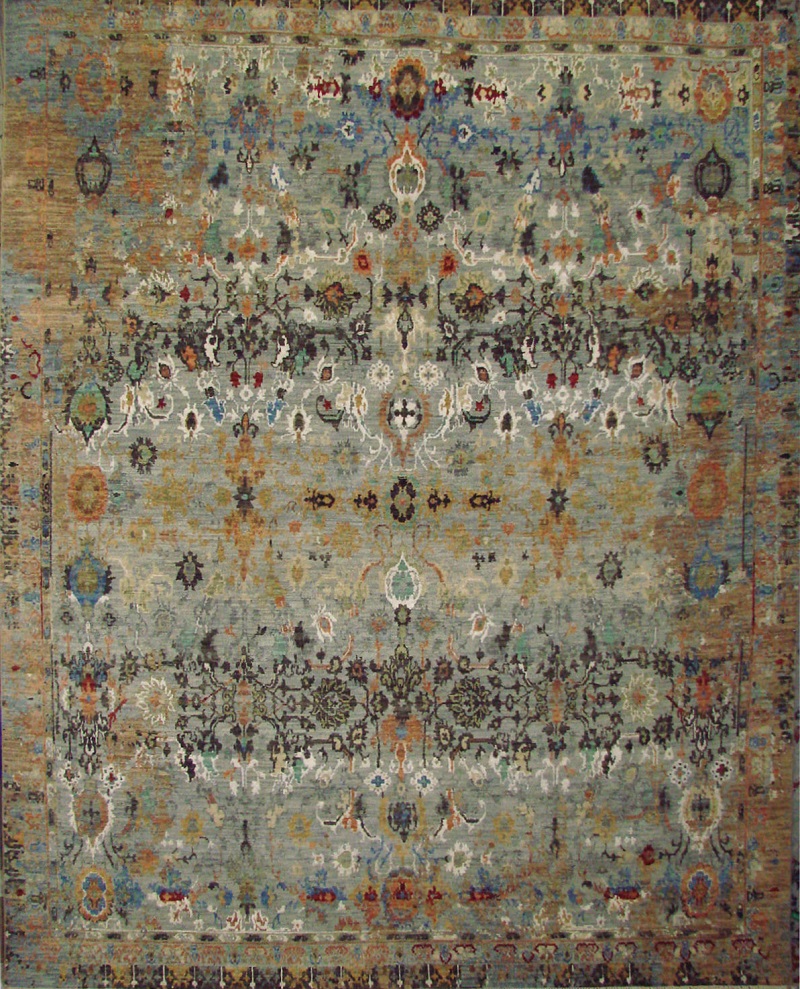 Contemporary Rugs & Transitional Rugs Jankat 21936 Lt. Blue - Blue & Multi Hand Knotted Rug