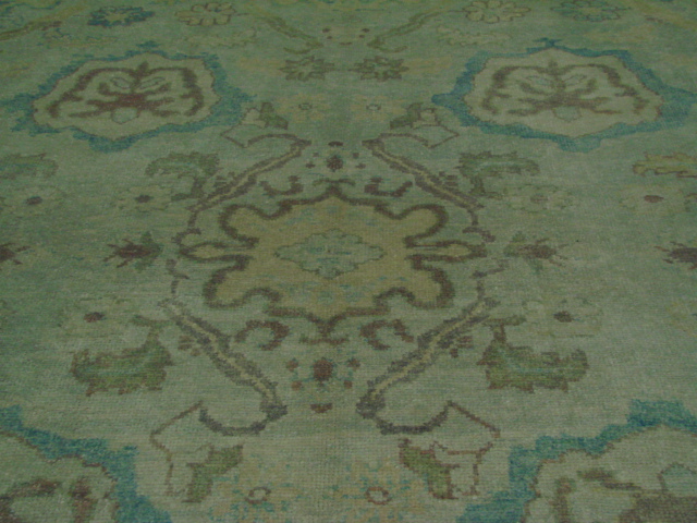 Oushak Rugs Ushak 20928 Ivory - Beige & Lt. Blue - Blue Hand Knotted Rug