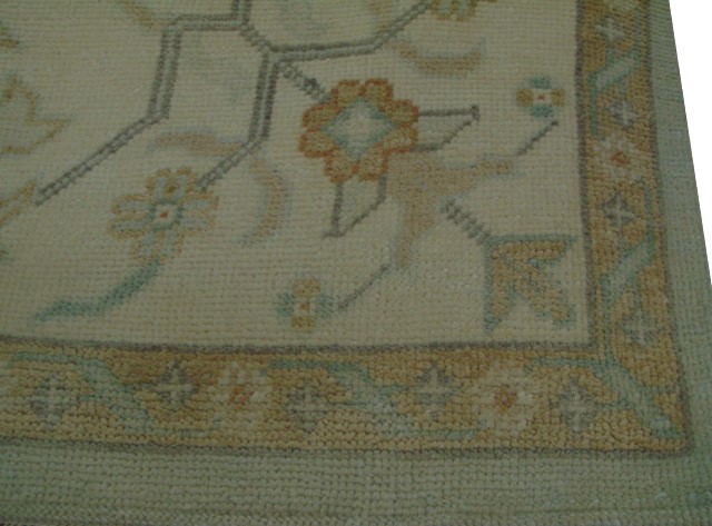 Oushak Rugs Fine Turkish Knot 19705 Lt. Blue - Blue & Ivory - Beige Hand Knotted Rug