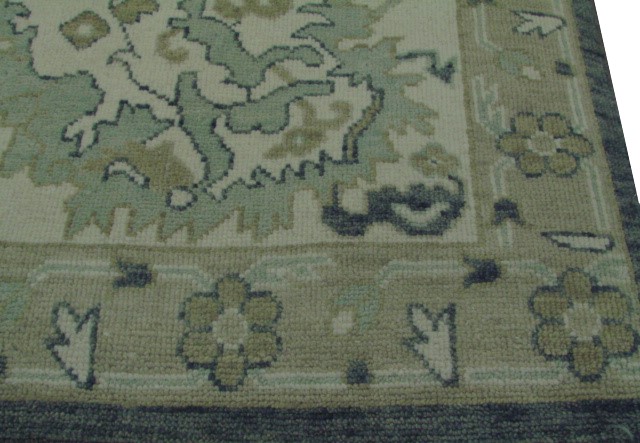 Oushak Rugs Turk-2 19693 Medium Blue - Navy & Ivory - Beige Hand Knotted Rug