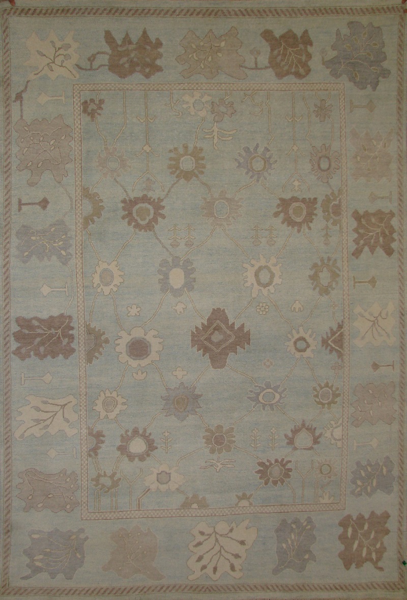 Oushak Rugs F.T. Knot 19690 Lt. Blue - Blue Hand Knotted Rug