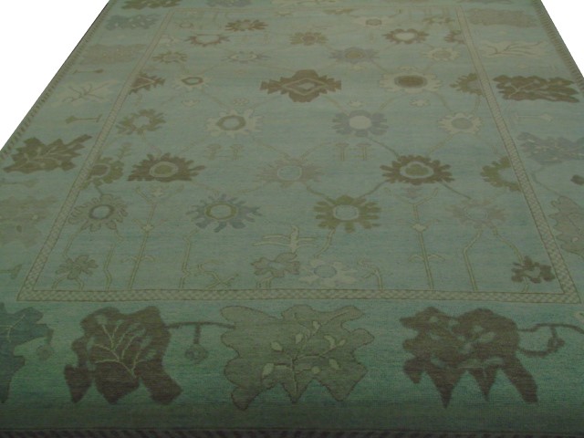 Oushak Rugs F.T. Knot 19690 Lt. Blue - Blue Hand Knotted Rug