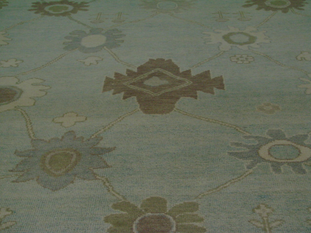 Oushak Rugs F.T. Knot 19690 Lt. Blue - Blue Hand Knotted Rug