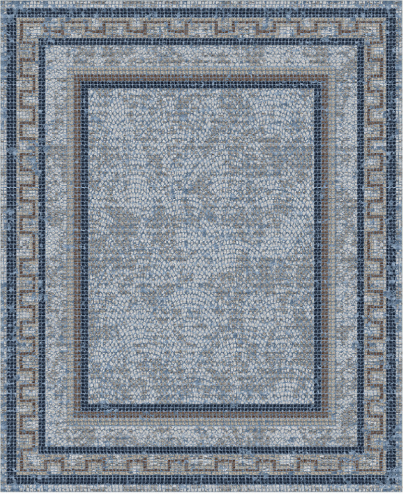 Contemporary & Modern Rugs Mosaic Mosaic Lt. Grey - Grey & Lt. Blue - Blue Hand Knotted Rug