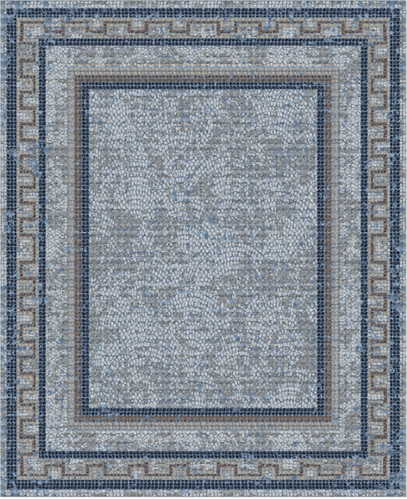 Contemporary Rugs & Transitional Rugs Mosaic Mosaic Lt. Grey - Grey & Lt. Blue - Blue Hand Knotted Rug