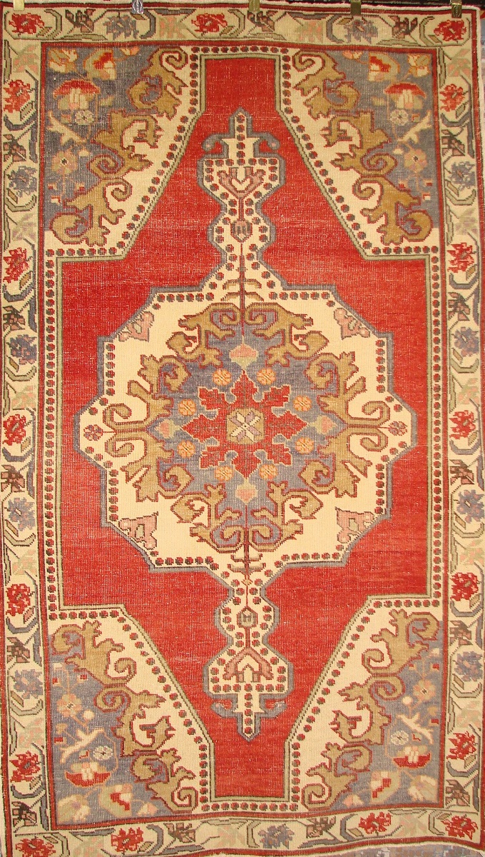 Persian & Antique Reproduction Rugs Anatolia 022037 Red - Burgundy & Ivory - Beige Hand Knotted Rug