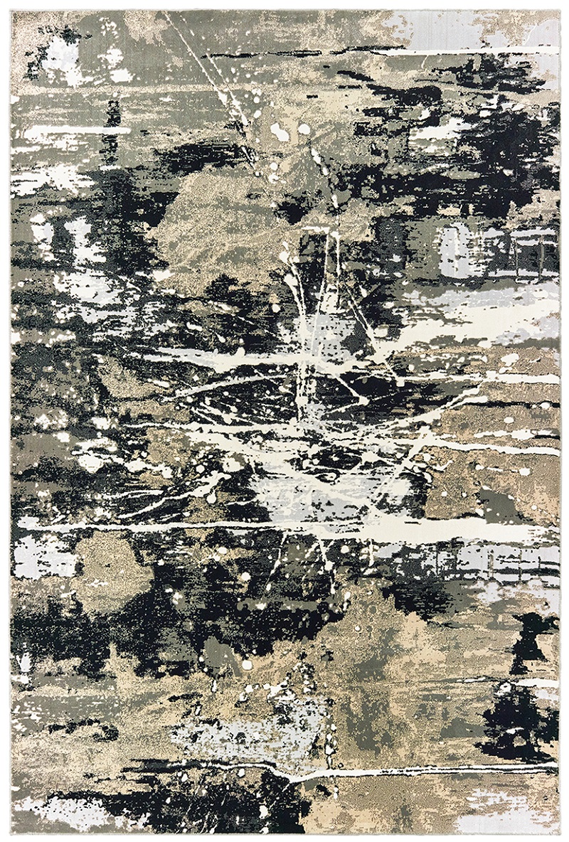 Contemporary & Transitional Rugs Bowen 109E2 Black - Charcoal & Lt. Grey - Grey Machine Made Rug