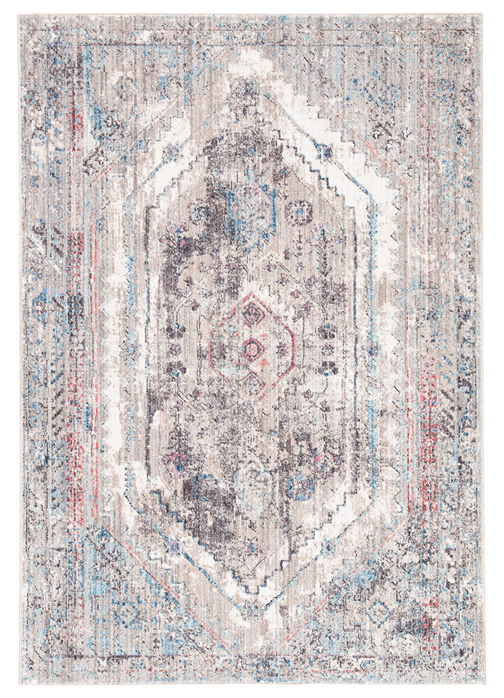 Transitional & Casual Rugs OST05 - Ostara Mally Lt. Grey - Grey & Multi Machine Made Rug