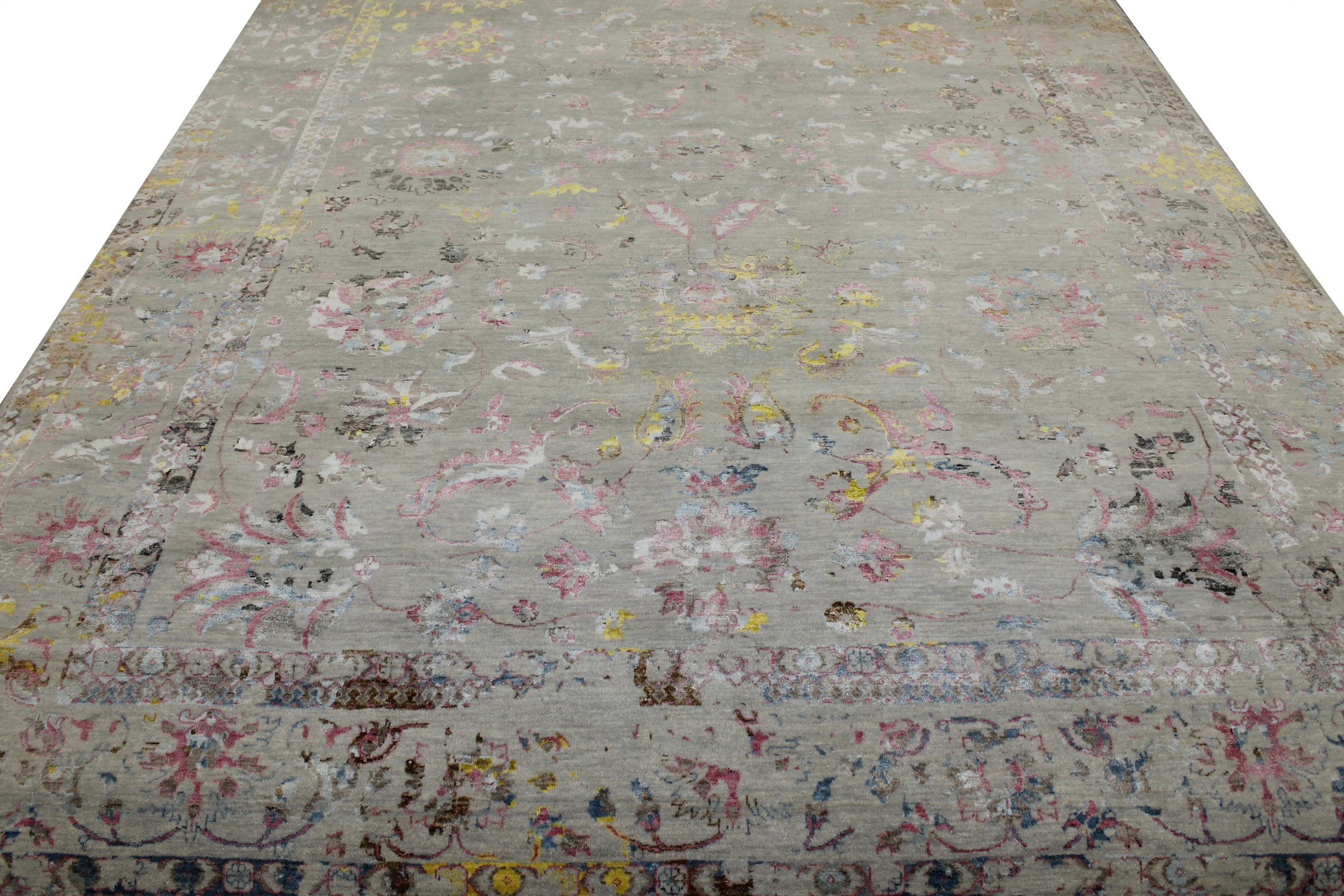 Contemporary Rugs & Transitional Rugs Sapphire 022731 Ivory - Beige & Lt. Grey - Grey Hand Knotted Rug