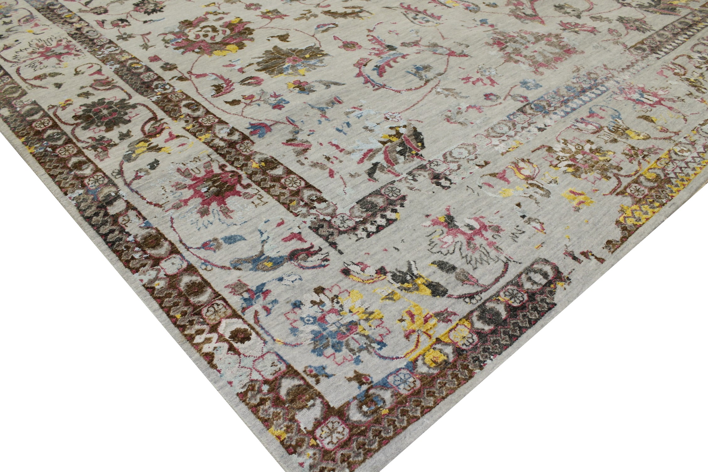 Contemporary Rugs & Transitional Rugs Sapphire 022731 Ivory - Beige & Lt. Grey - Grey Hand Knotted Rug